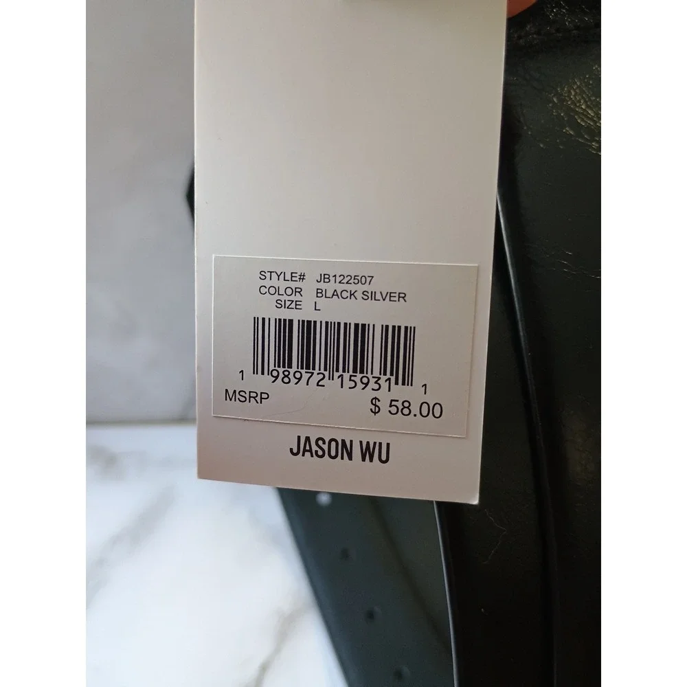 NWT Jason Wu Men's Black Leather Silver Buckle Belt Size‎ Large 1.5